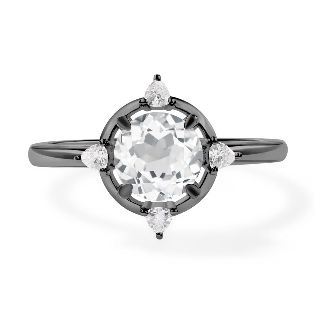 White Topaz North Star Engagement Ring - LUO Jewelry #metal_black finish sterling silver