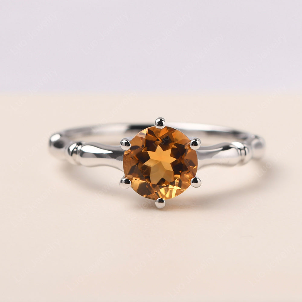 Bamboo 6 Prong Citrine Solitaire Ring - LUO Jewelry