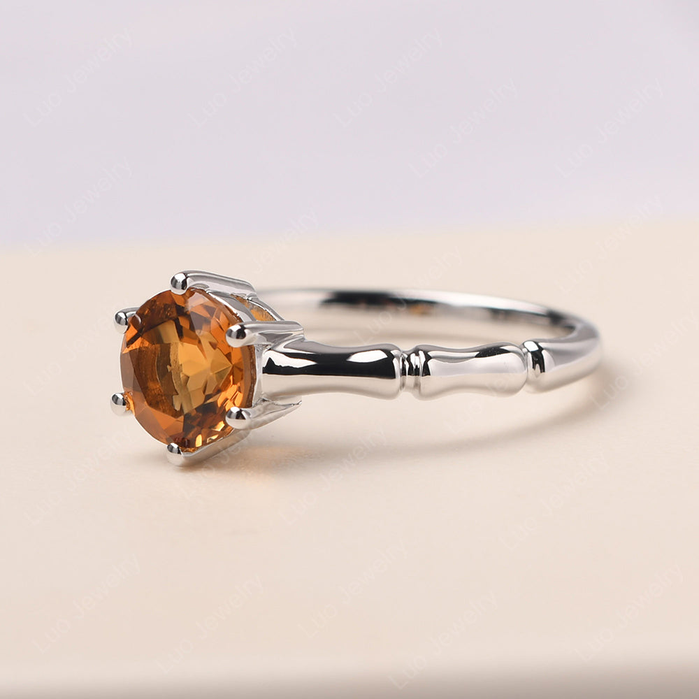 Bamboo 6 Prong Citrine Solitaire Ring - LUO Jewelry