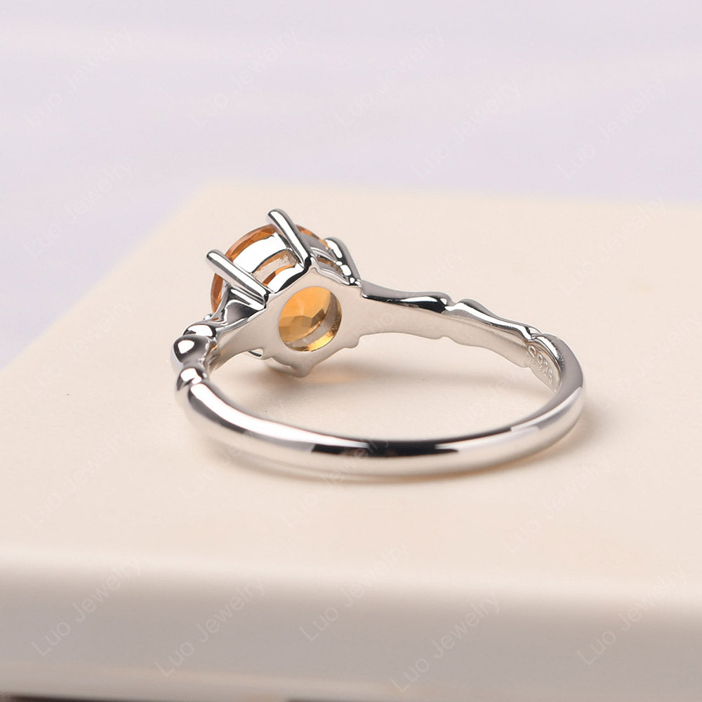 Bamboo 6 Prong Citrine Solitaire Ring - LUO Jewelry