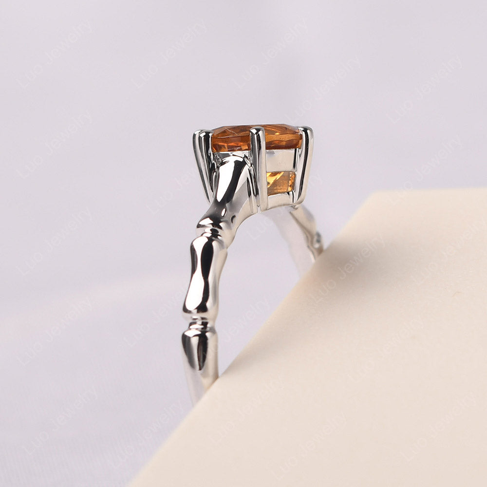 Bamboo 6 Prong Citrine Solitaire Ring - LUO Jewelry