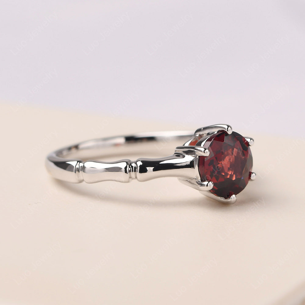 Bamboo 6 Prong Garnet Solitaire Ring - LUO Jewelry