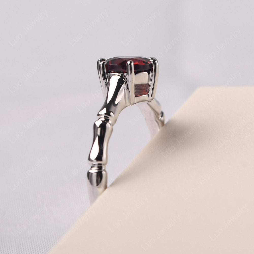 Bamboo 6 Prong Garnet Solitaire Ring - LUO Jewelry