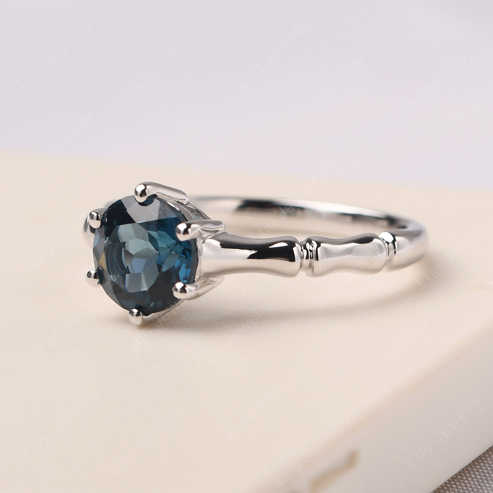 Bamboo 6 Prong London Blue Topaz Solitaire Ring - LUO Jewelry