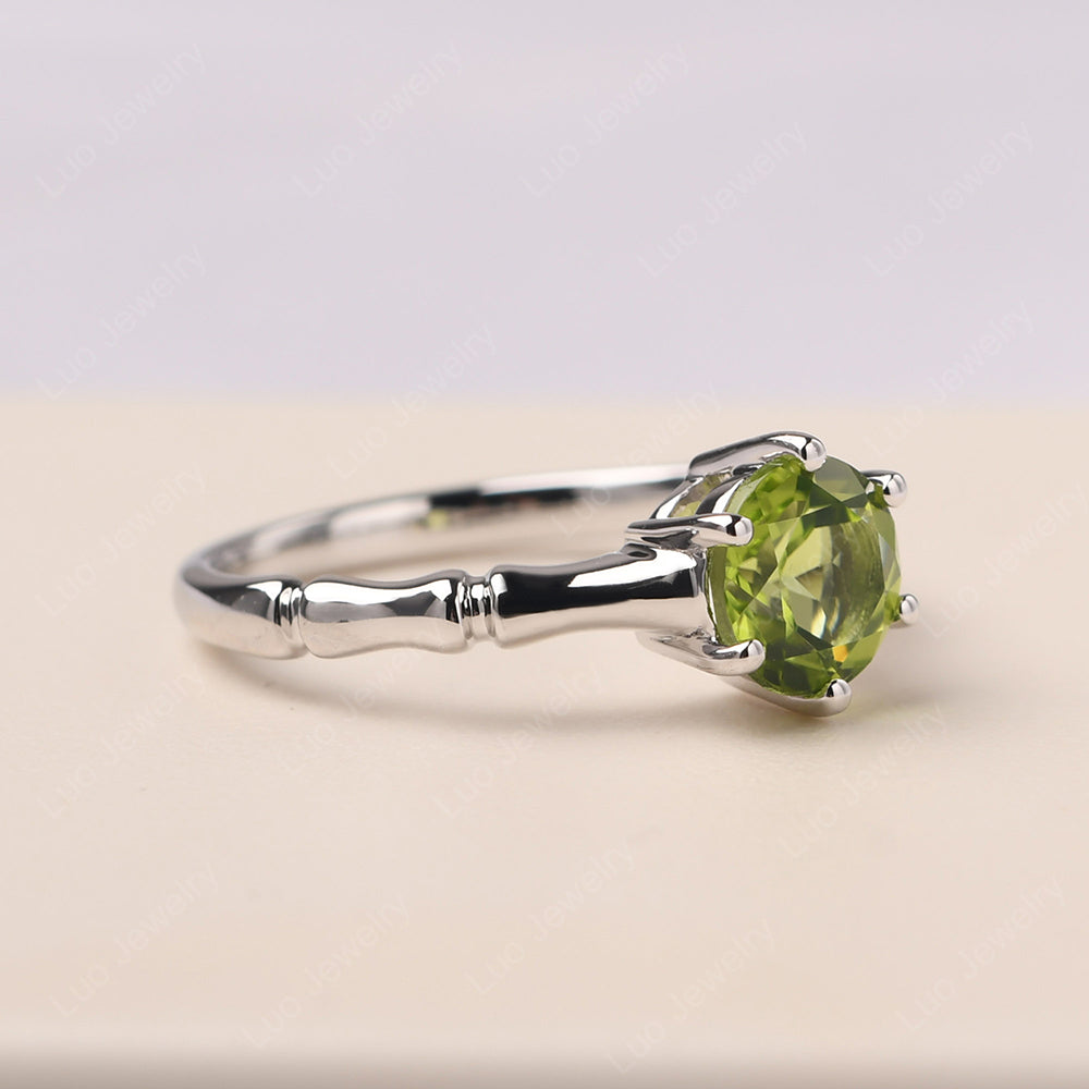 Bamboo 6 Prong Peridot Solitaire Ring - LUO Jewelry