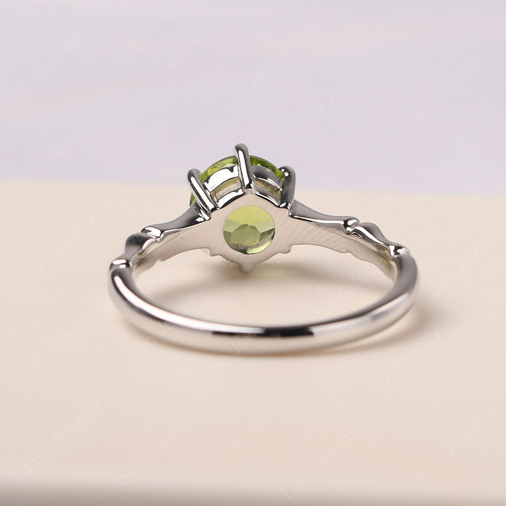 Bamboo 6 Prong Peridot Solitaire Ring - LUO Jewelry