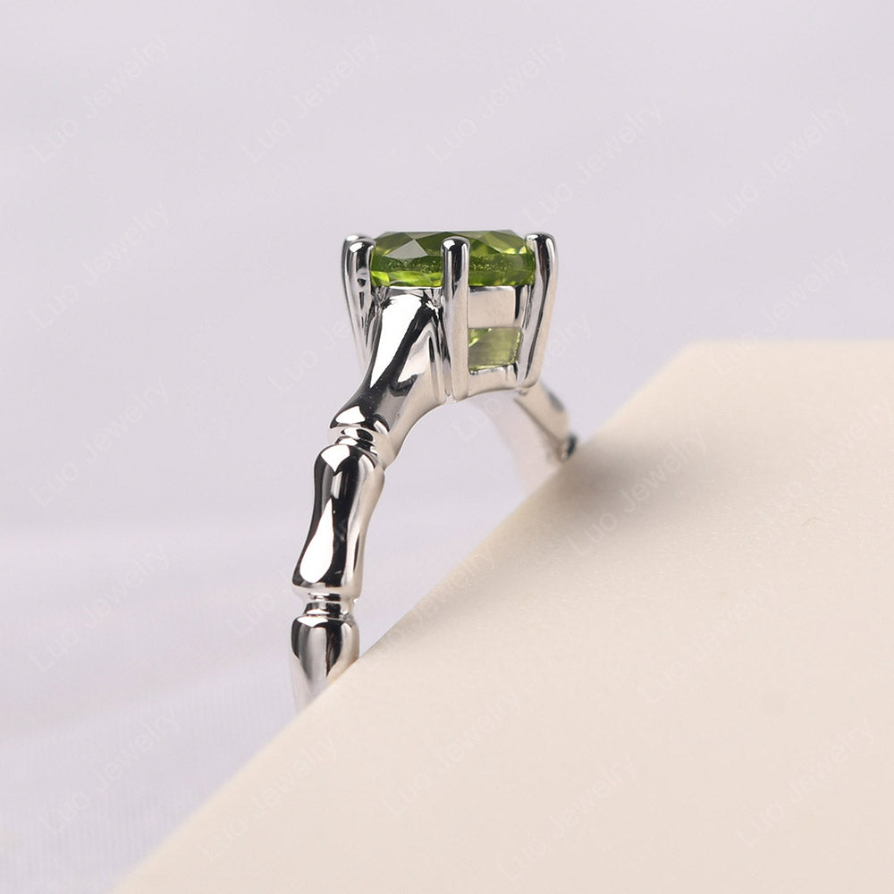Bamboo 6 Prong Peridot Solitaire Ring - LUO Jewelry