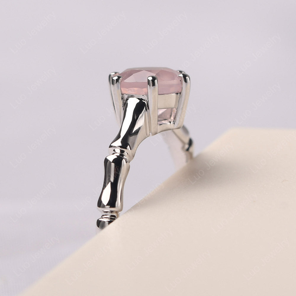 Bamboo 6 Prong Rose Quartz Solitaire Ring - LUO Jewelry