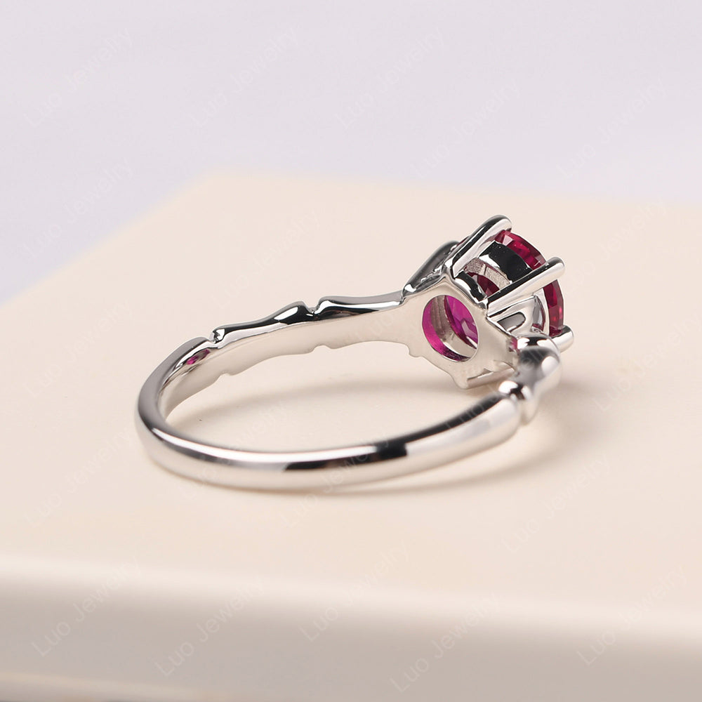 Bamboo 6 Prong Ruby Solitaire Ring - LUO Jewelry