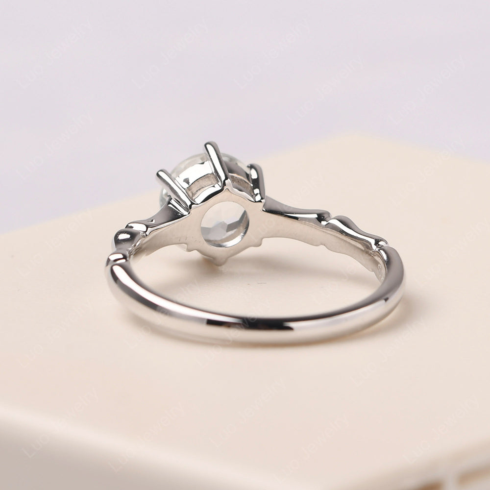 Bamboo 6 Prong White Topaz Solitaire Ring - LUO Jewelry