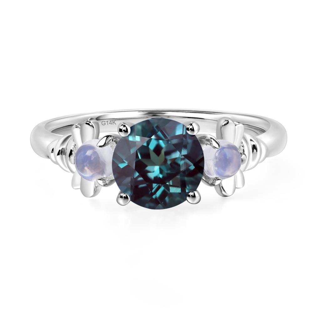 Moonstone and Alexandrite Bee Ring - LUO Jewelry #metal_14k white gold