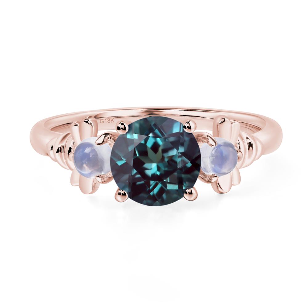 Moonstone and Alexandrite Bee Ring - LUO Jewelry #metal_18k rose gold