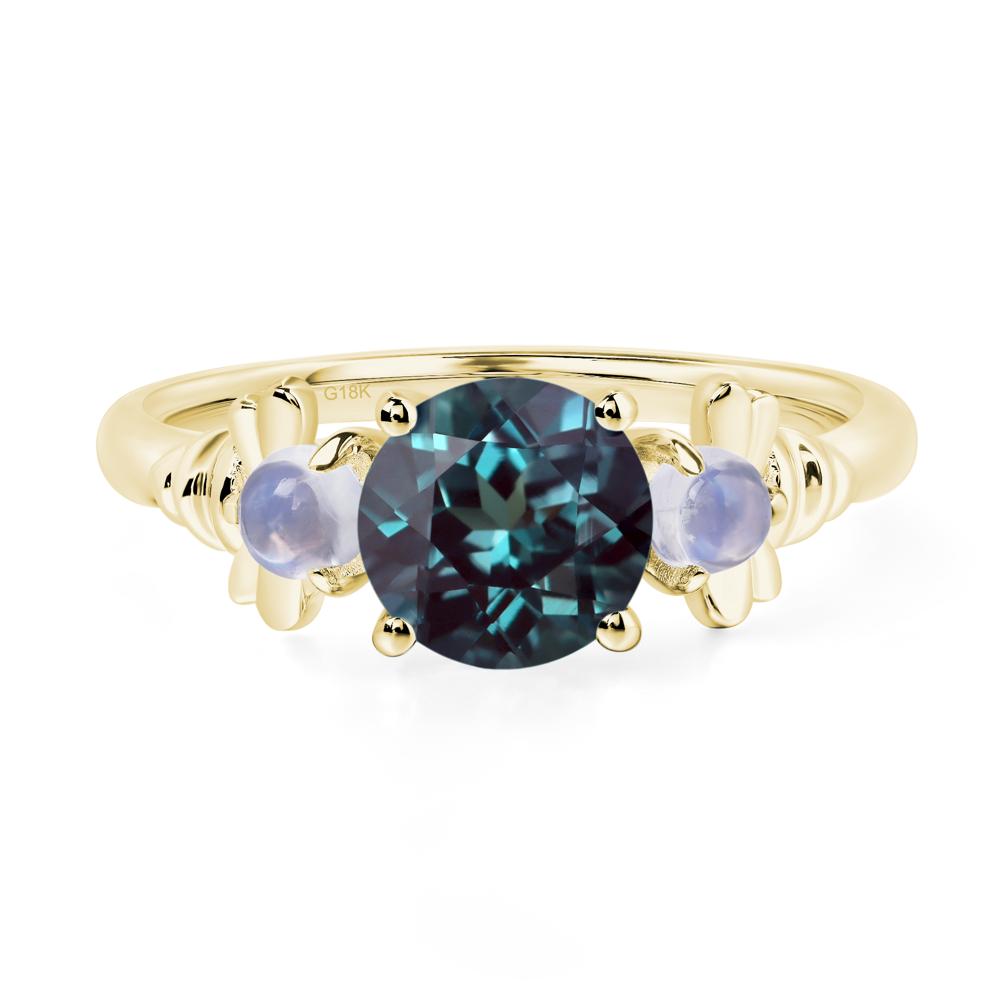 Moonstone and Alexandrite Bee Ring - LUO Jewelry #metal_18k yellow gold
