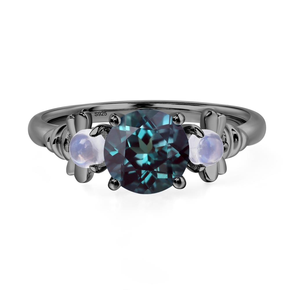 Moonstone and Alexandrite Bee Ring - LUO Jewelry #metal_black finish sterling silver