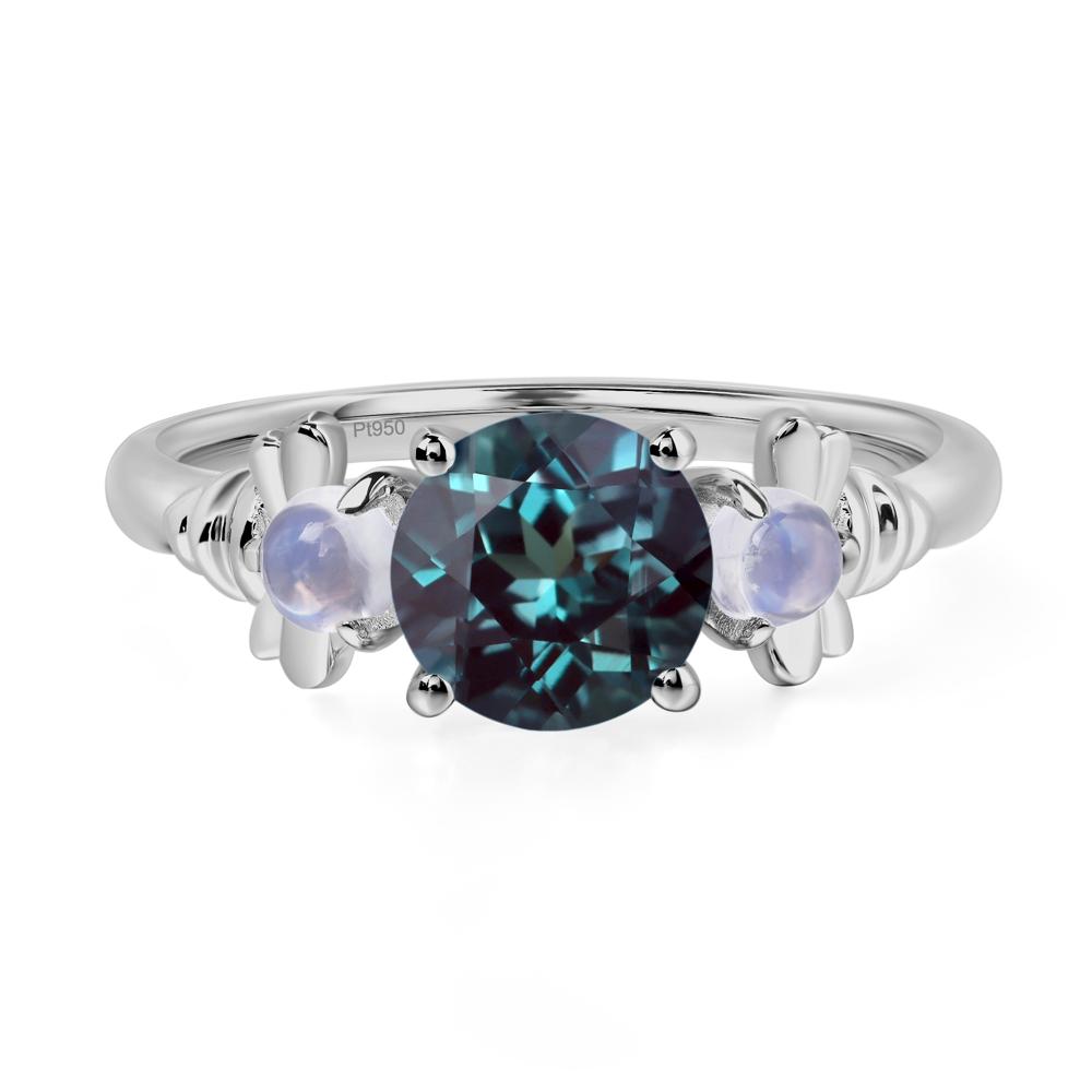 Moonstone and Alexandrite Bee Ring - LUO Jewelry #metal_platinum