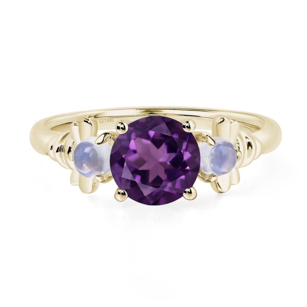 Moonstone and Amethyst Bee Ring - LUO Jewelry #metal_14k yellow gold