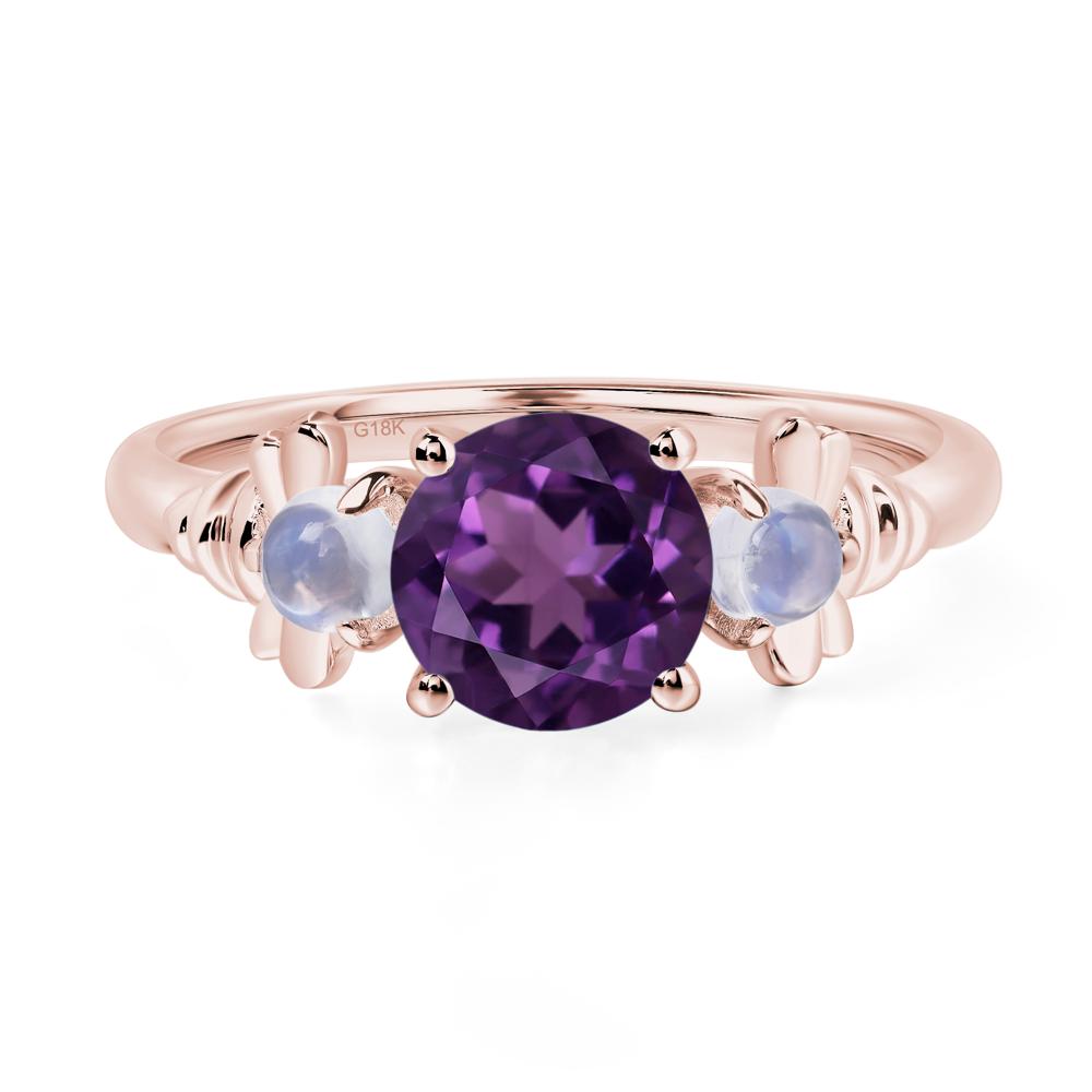 Moonstone and Amethyst Bee Ring - LUO Jewelry #metal_18k rose gold
