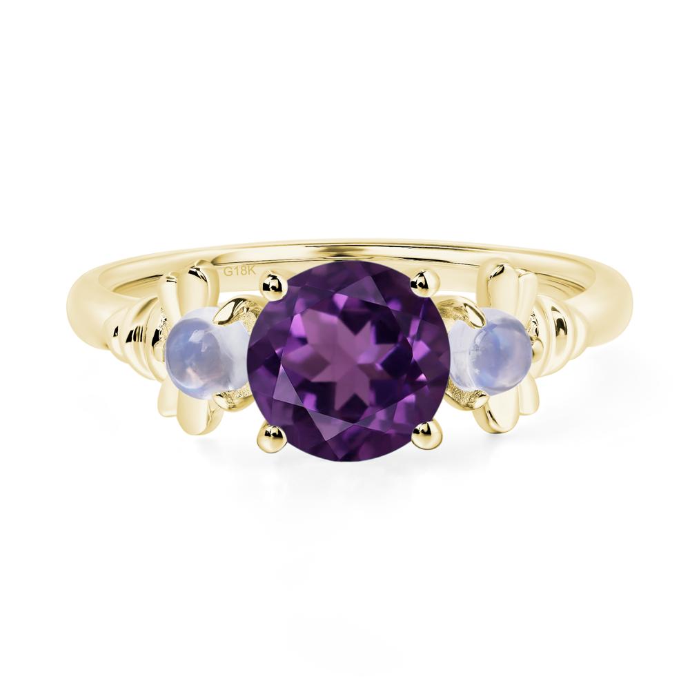 Moonstone and Amethyst Bee Ring - LUO Jewelry #metal_18k yellow gold