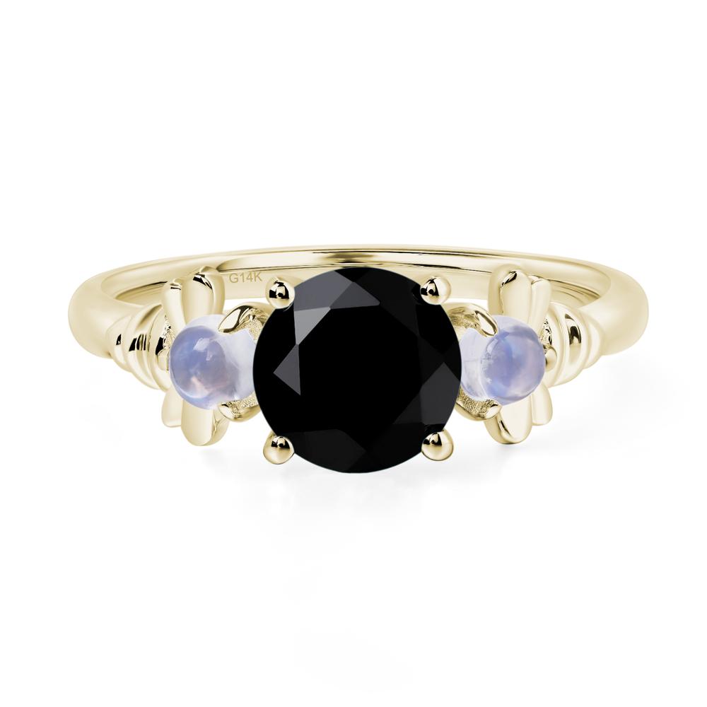Moonstone and Black Stone Bee Ring - LUO Jewelry #metal_14k yellow gold