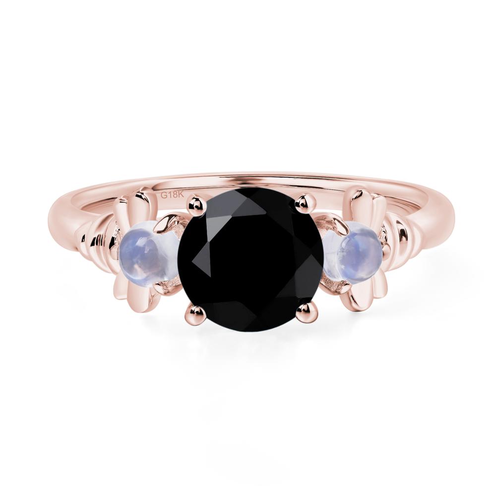 Moonstone and Black Stone Bee Ring - LUO Jewelry #metal_18k rose gold