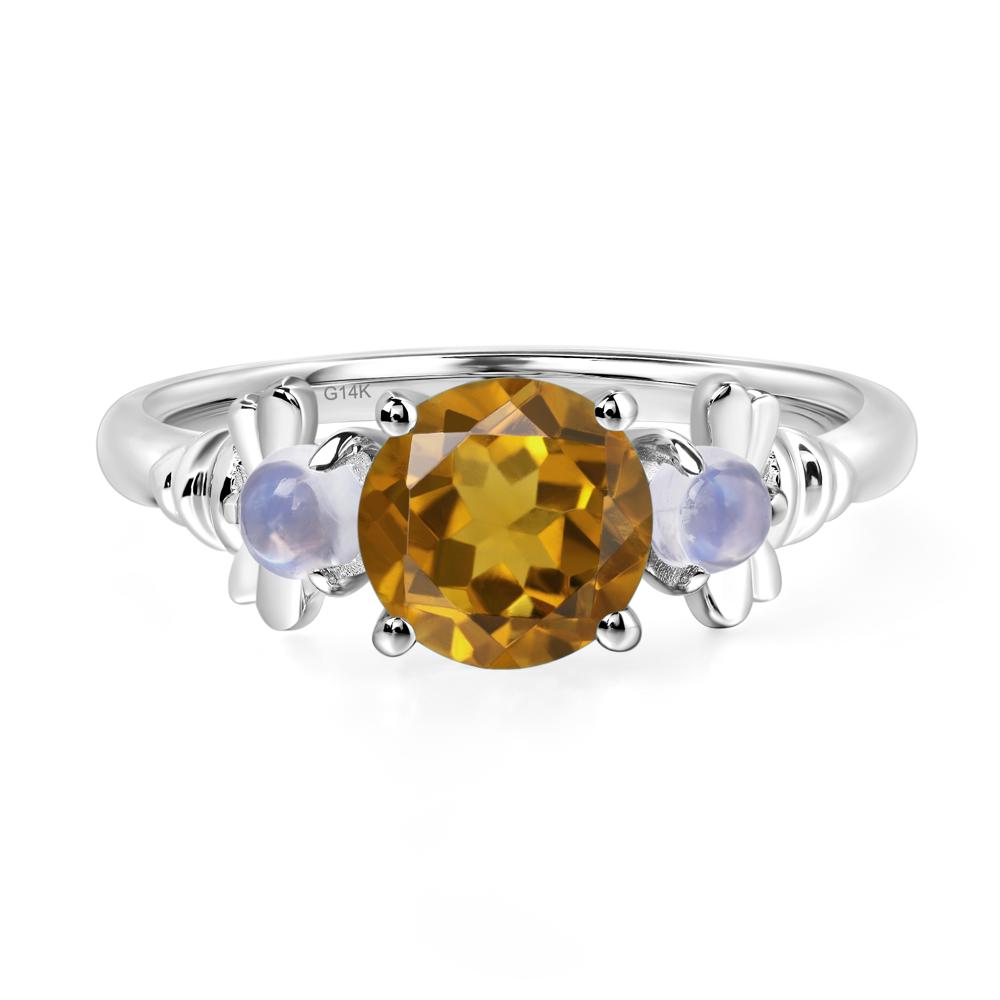 Moonstone and Citrine Bee Ring - LUO Jewelry #metal_14k white gold