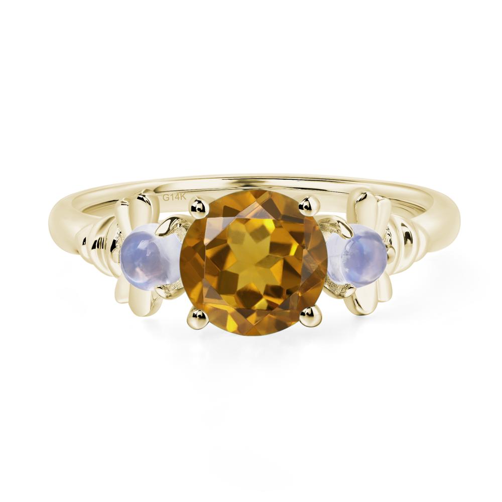 Moonstone and Citrine Bee Ring - LUO Jewelry #metal_14k yellow gold
