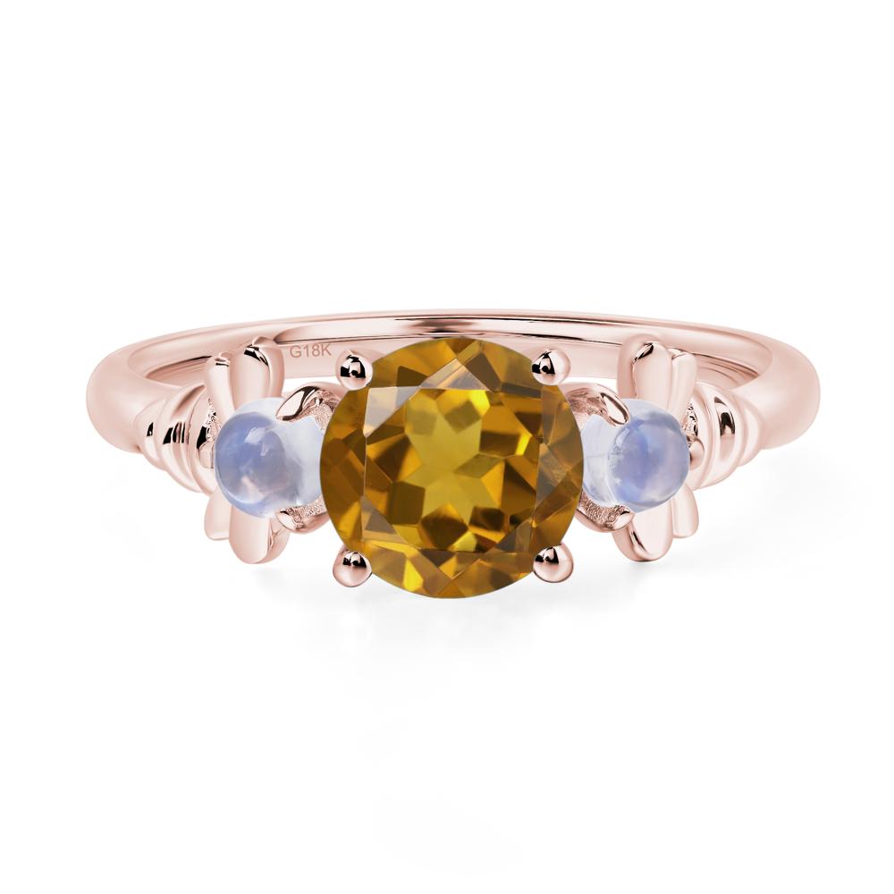 Moonstone and Citrine Bee Ring - LUO Jewelry #metal_18k rose gold
