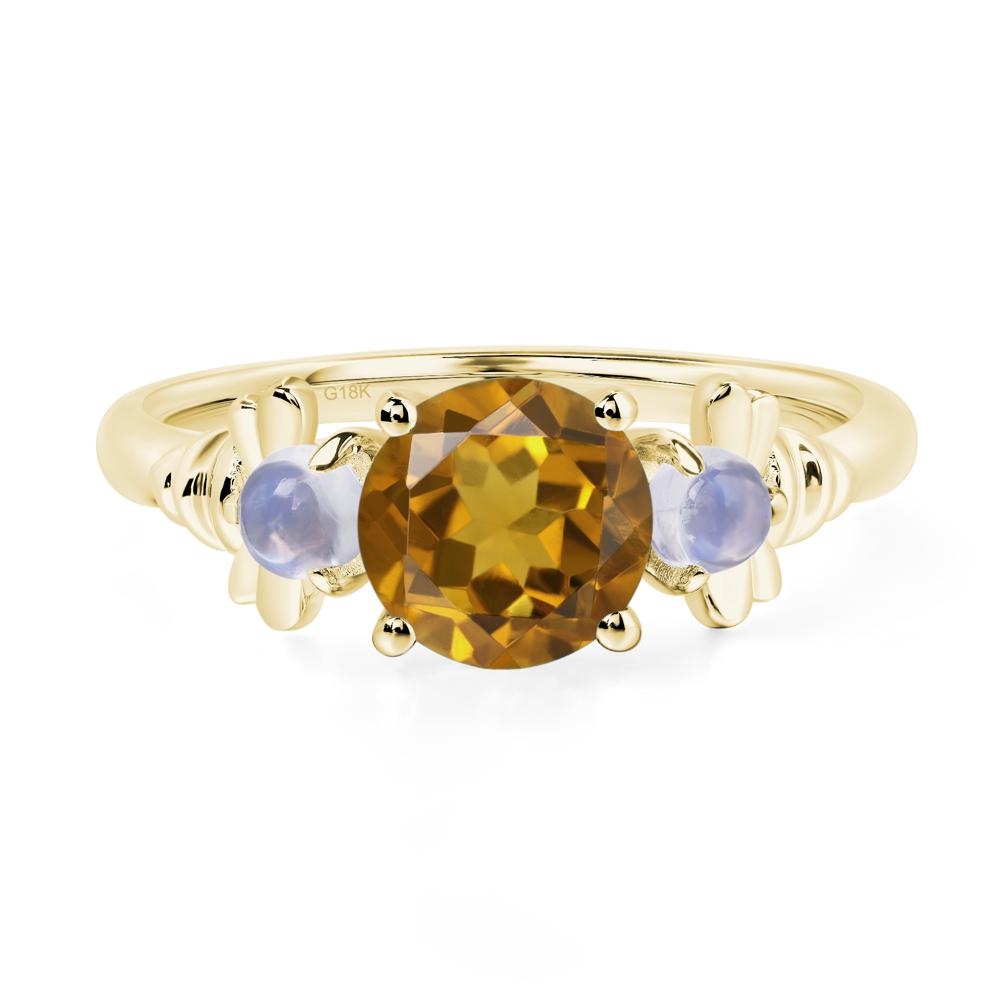 Moonstone and Citrine Bee Ring - LUO Jewelry #metal_18k yellow gold