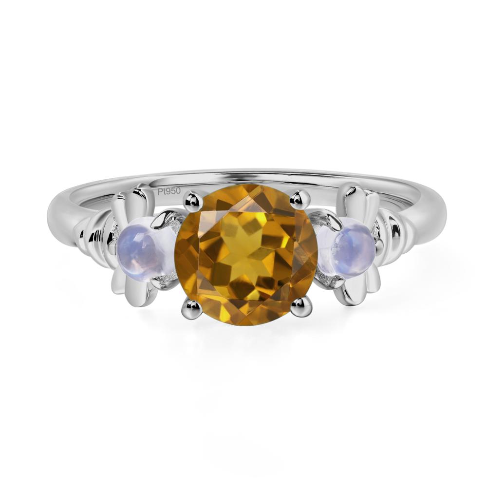 Moonstone and Citrine Bee Ring - LUO Jewelry #metal_platinum