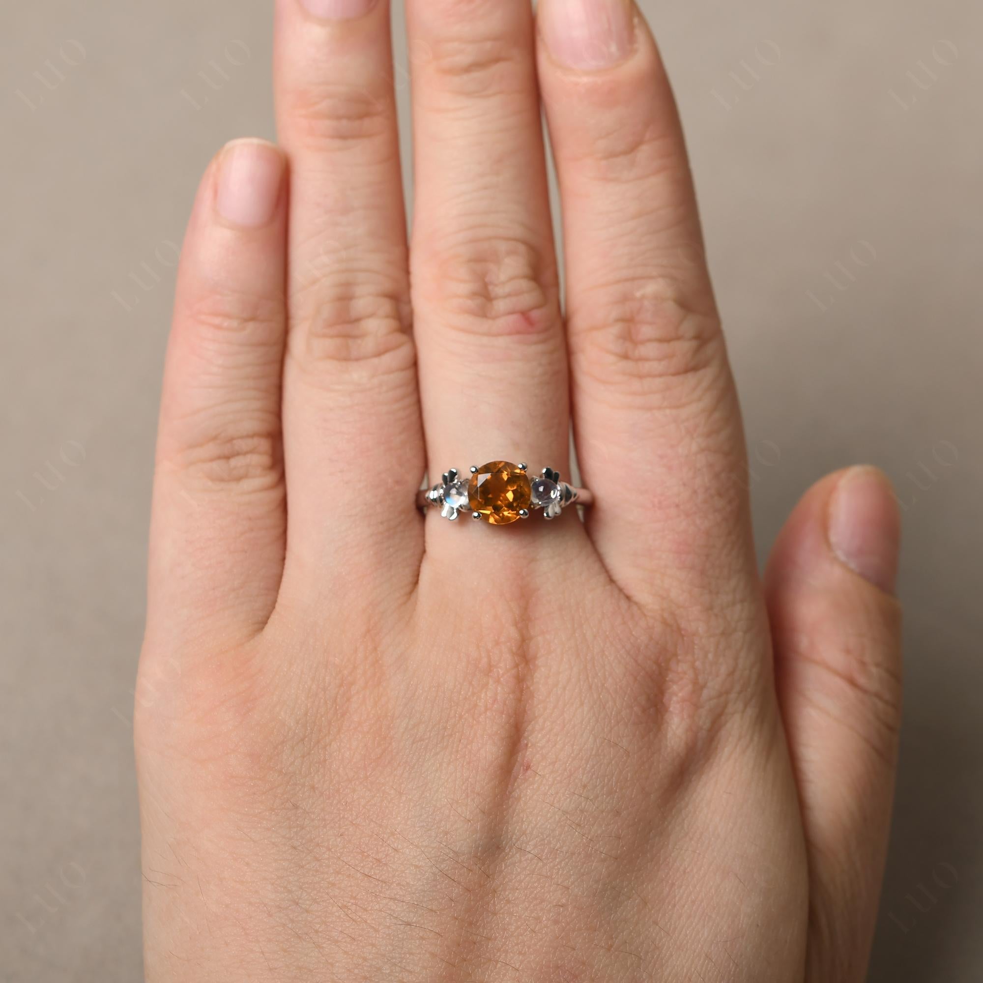 Moonstone and Citrine Bee Ring - LUO Jewelry