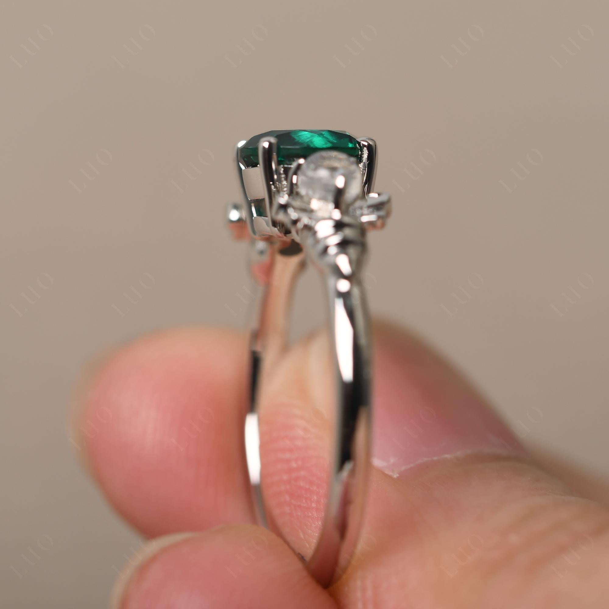 Moonstone and Emerald Bee Ring - LUO Jewelry