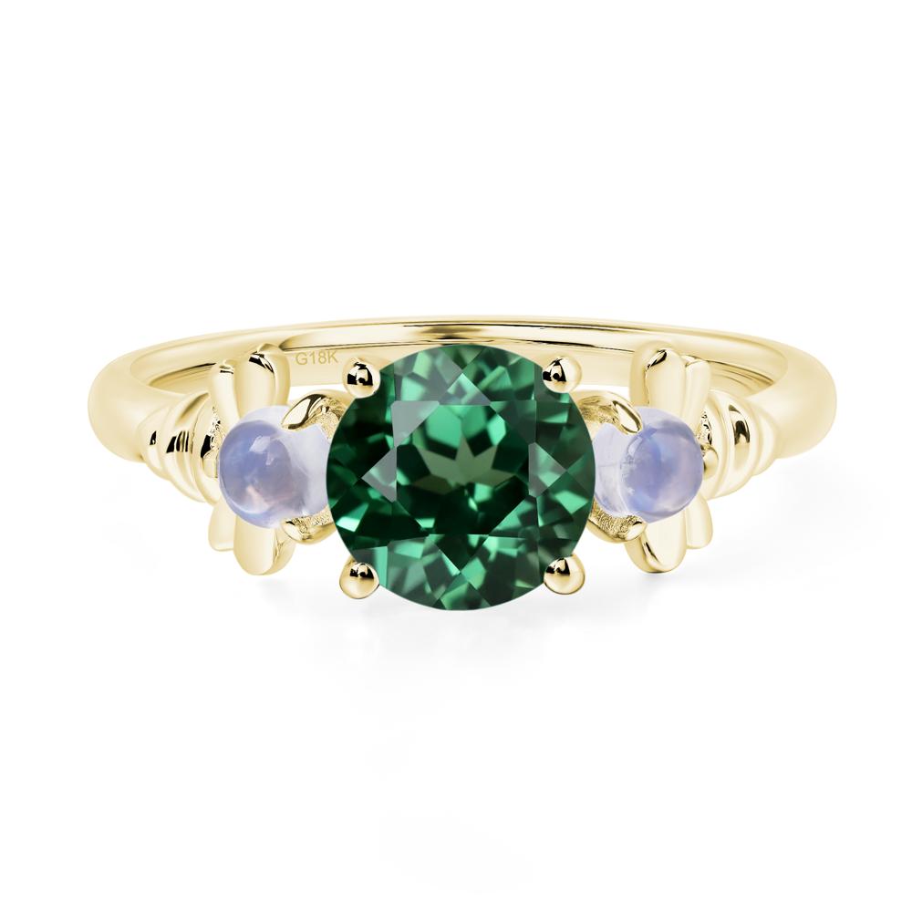 Moonstone and Green Sapphire Bee Ring - LUO Jewelry #metal_18k yellow gold