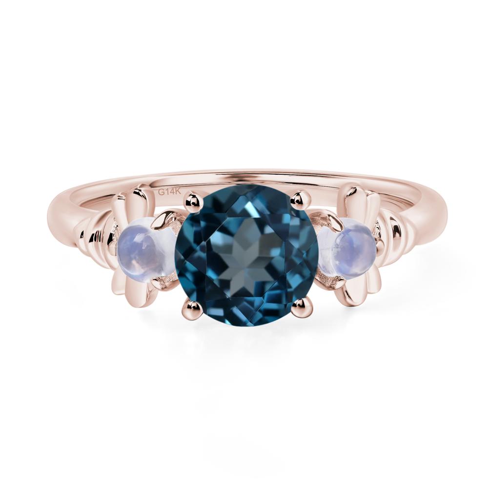 Moonstone and London Blue Topaz Bee Ring - LUO Jewelry #metal_14k rose gold
