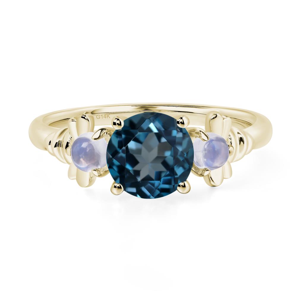 Moonstone and London Blue Topaz Bee Ring - LUO Jewelry #metal_14k yellow gold