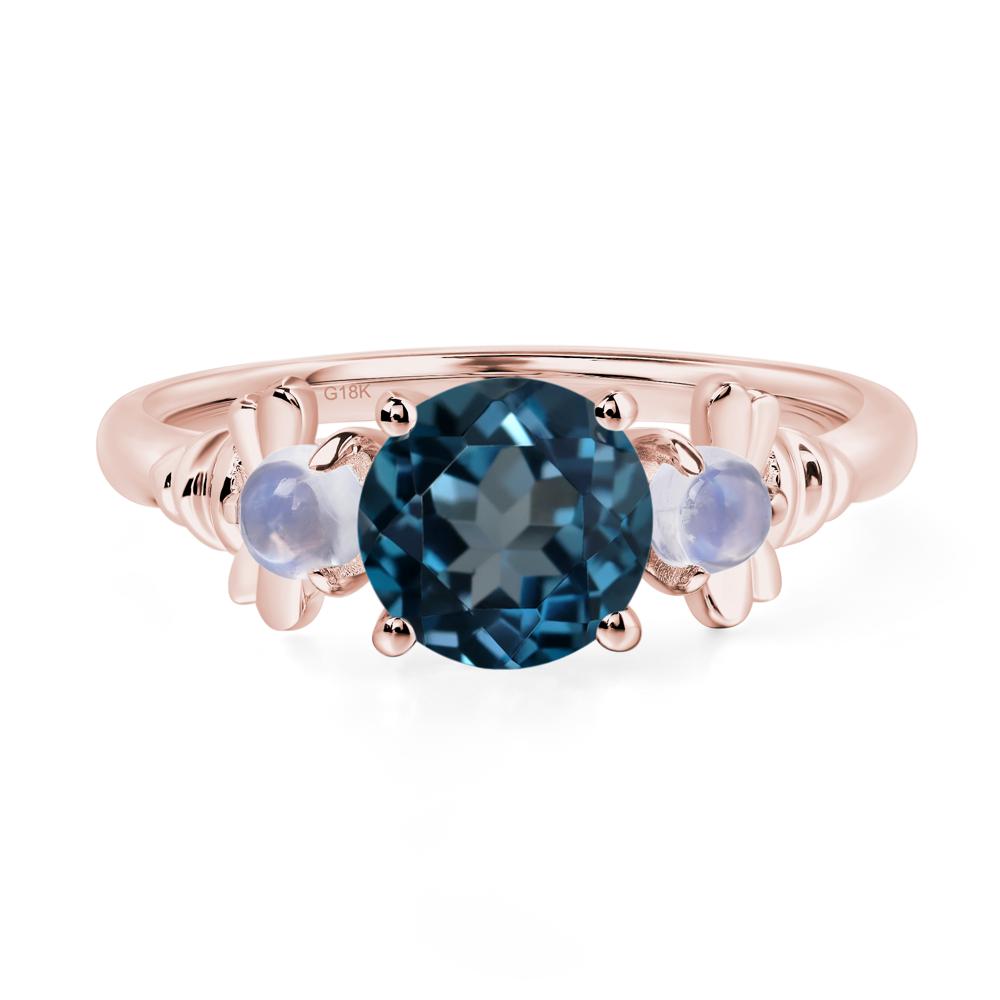 Moonstone and London Blue Topaz Bee Ring - LUO Jewelry #metal_18k rose gold