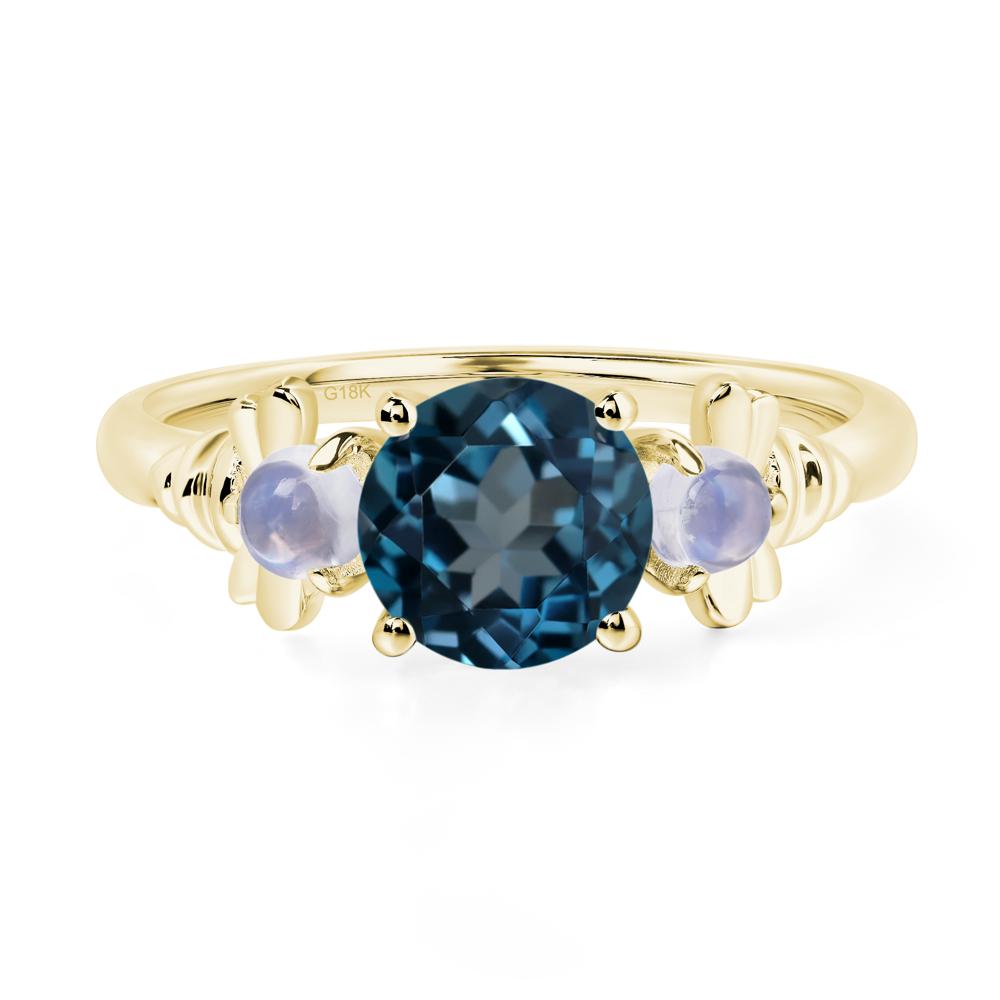 Moonstone and London Blue Topaz Bee Ring - LUO Jewelry #metal_18k yellow gold