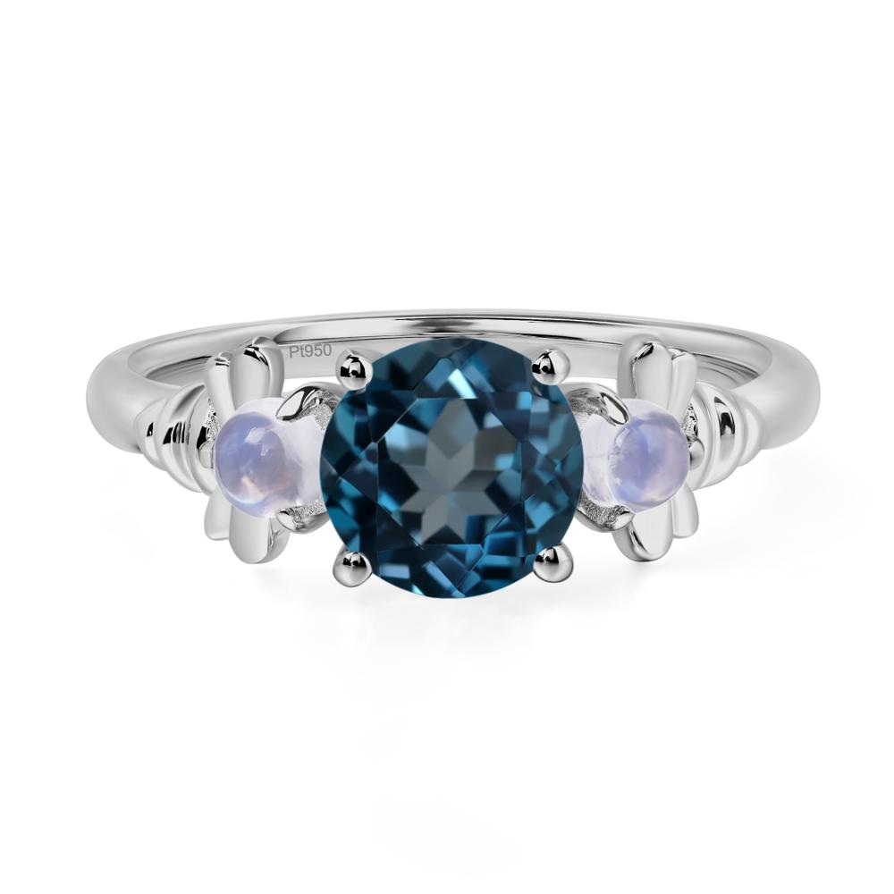 Moonstone and London Blue Topaz Bee Ring - LUO Jewelry #metal_platinum