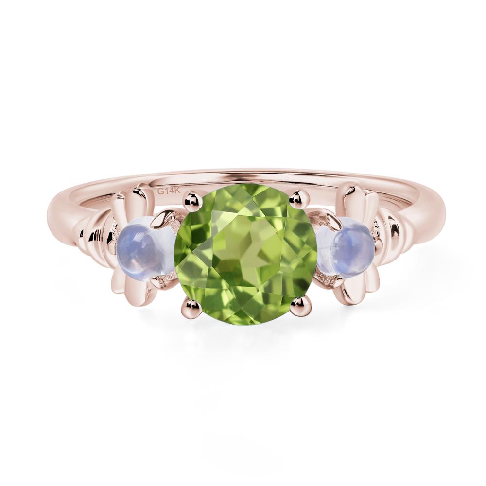 Moonstone and Peridot Bee Ring - LUO Jewelry #metal_14k rose gold