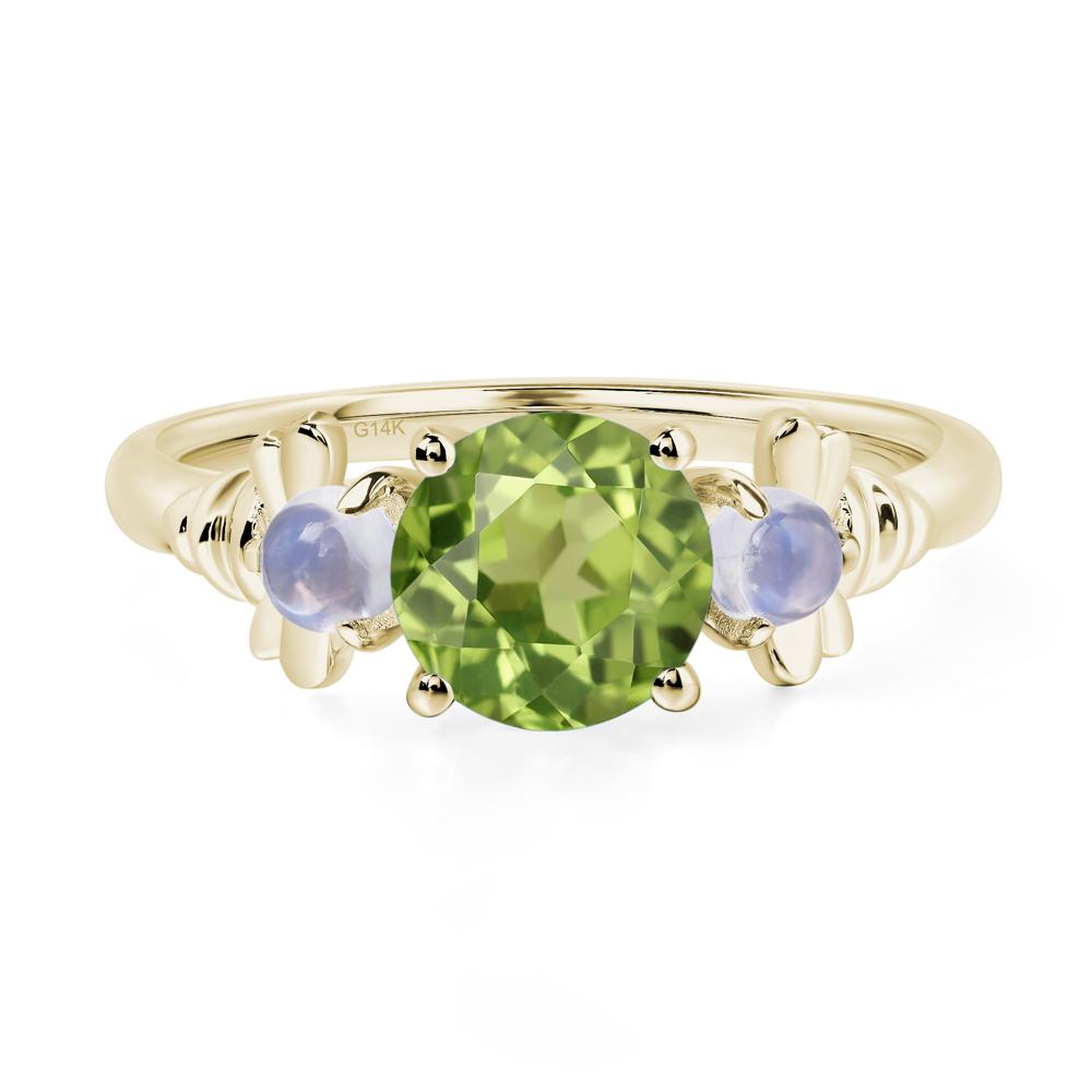 Moonstone and Peridot Bee Ring - LUO Jewelry #metal_14k yellow gold