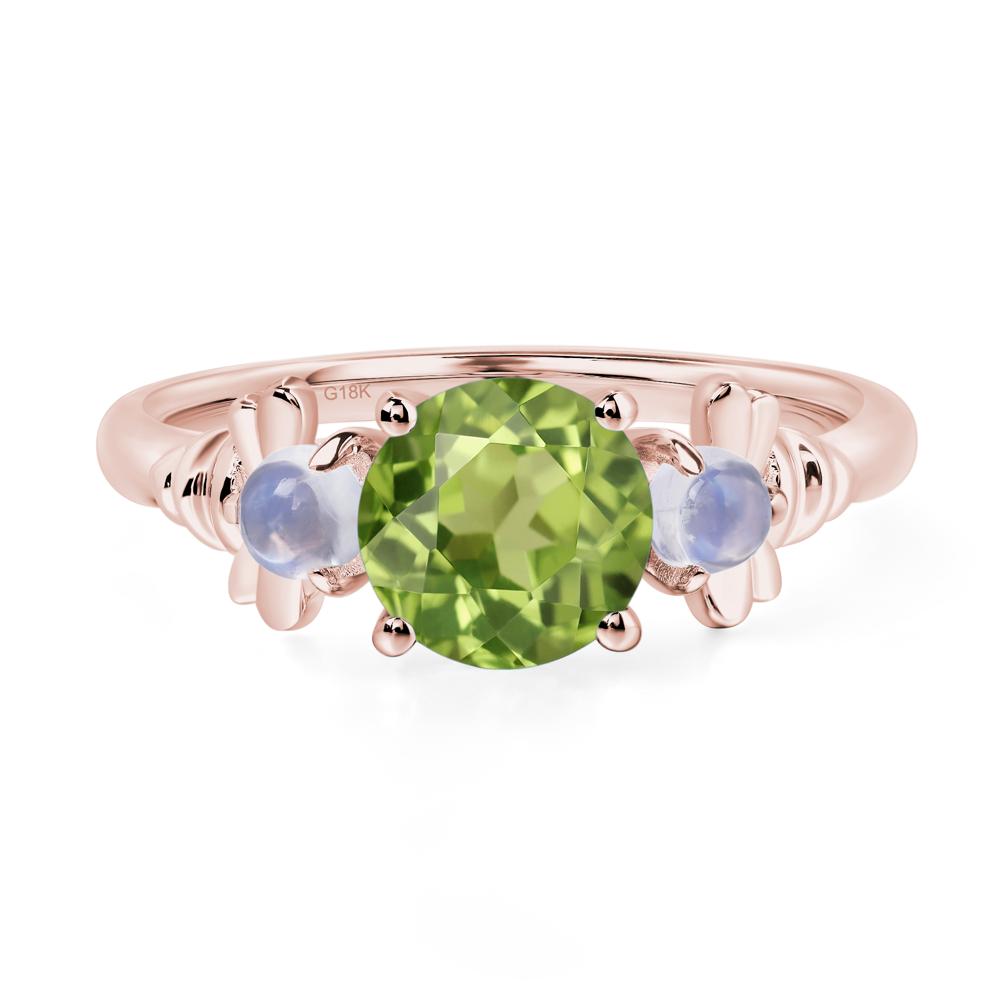Moonstone and Peridot Bee Ring - LUO Jewelry #metal_18k rose gold