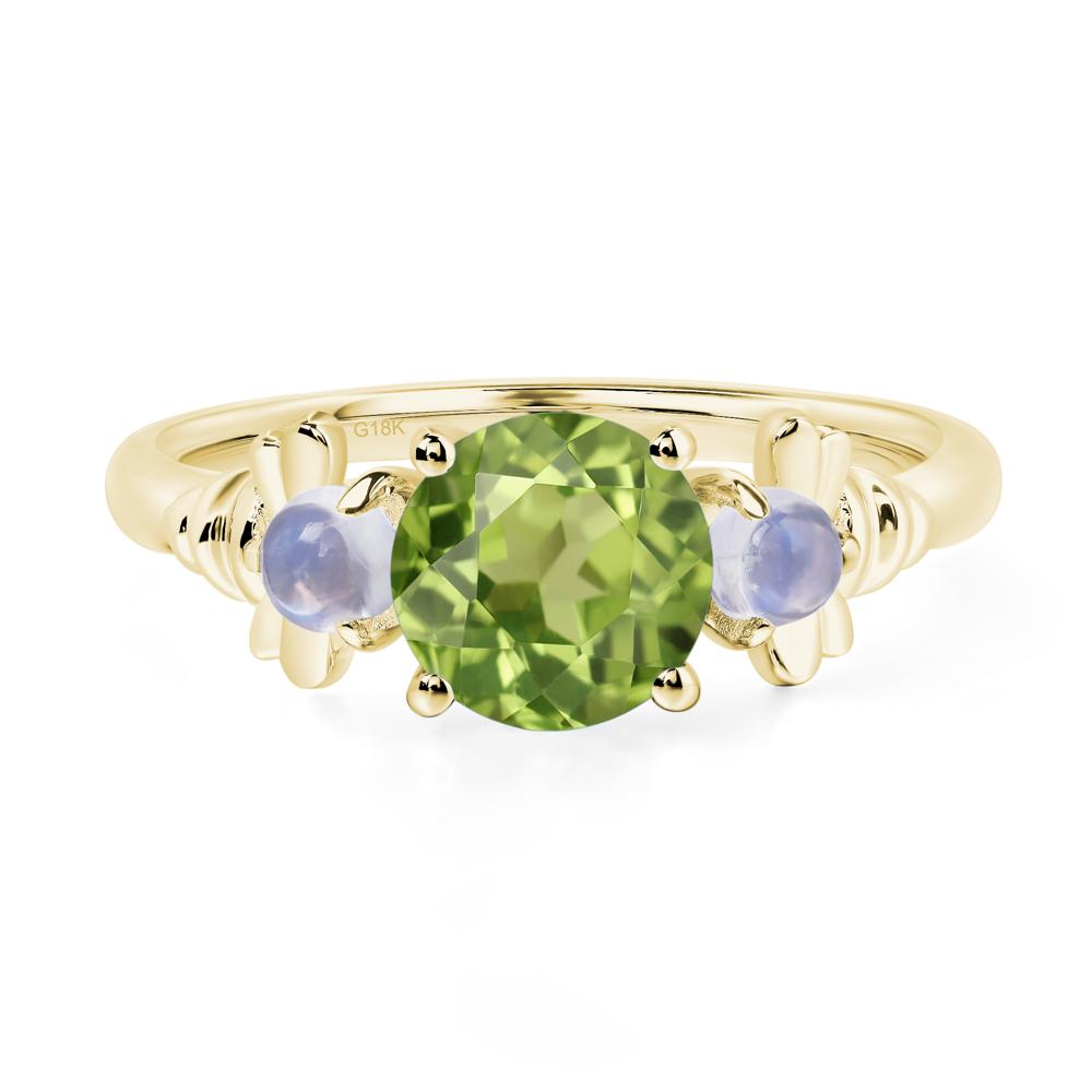 Moonstone and Peridot Bee Ring - LUO Jewelry #metal_18k yellow gold