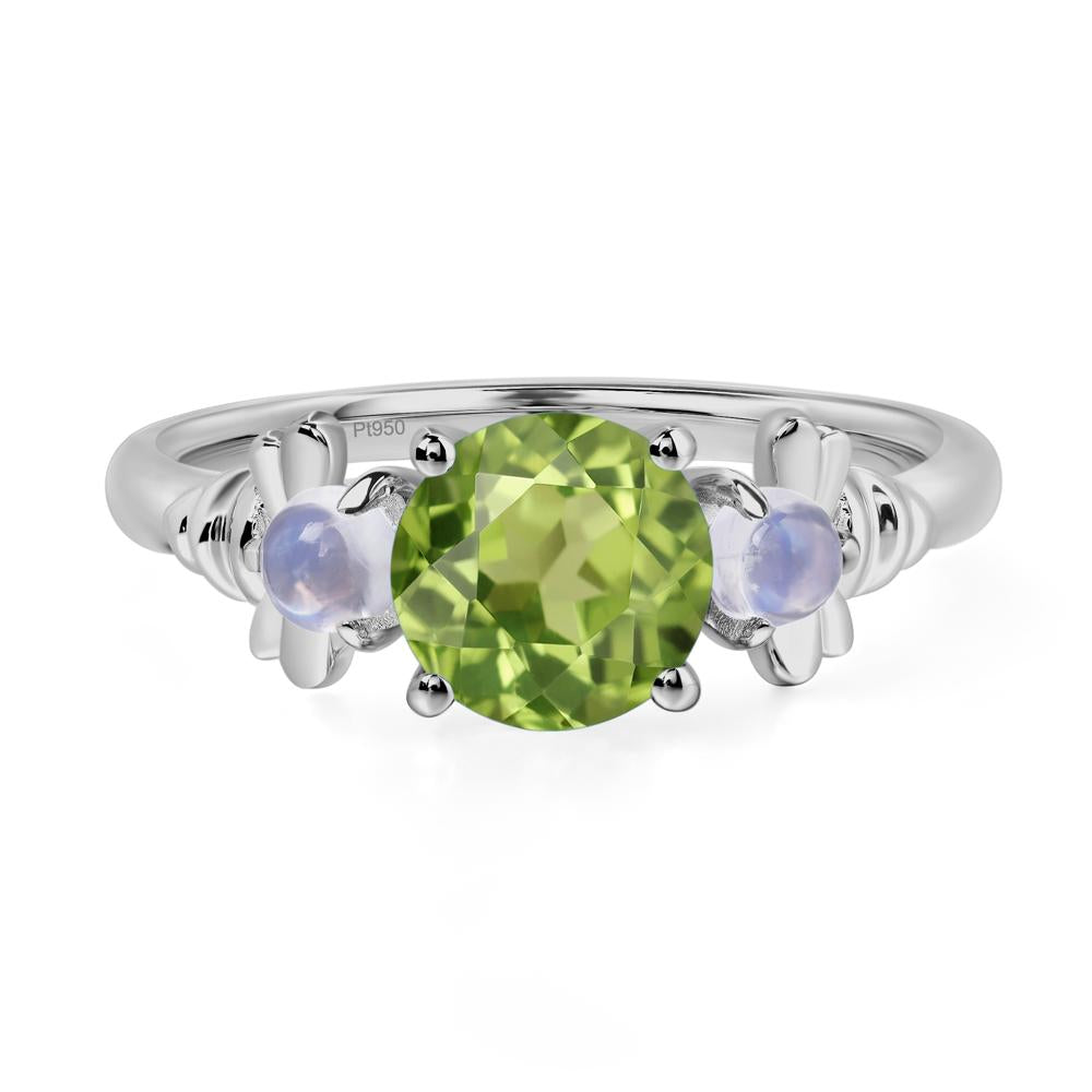 Moonstone and Peridot Bee Ring - LUO Jewelry #metal_platinum