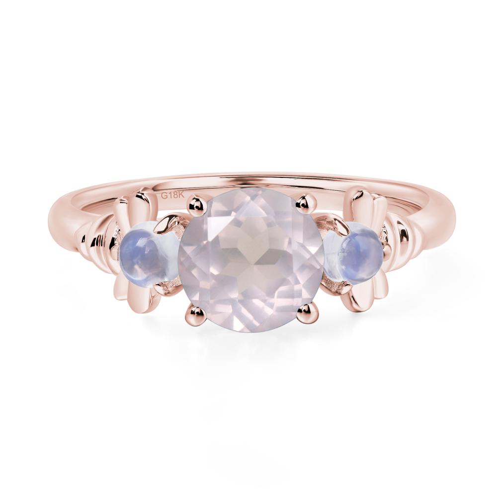 Moonstone and Rose Quartz Bee Ring - LUO Jewelry #metal_18k rose gold