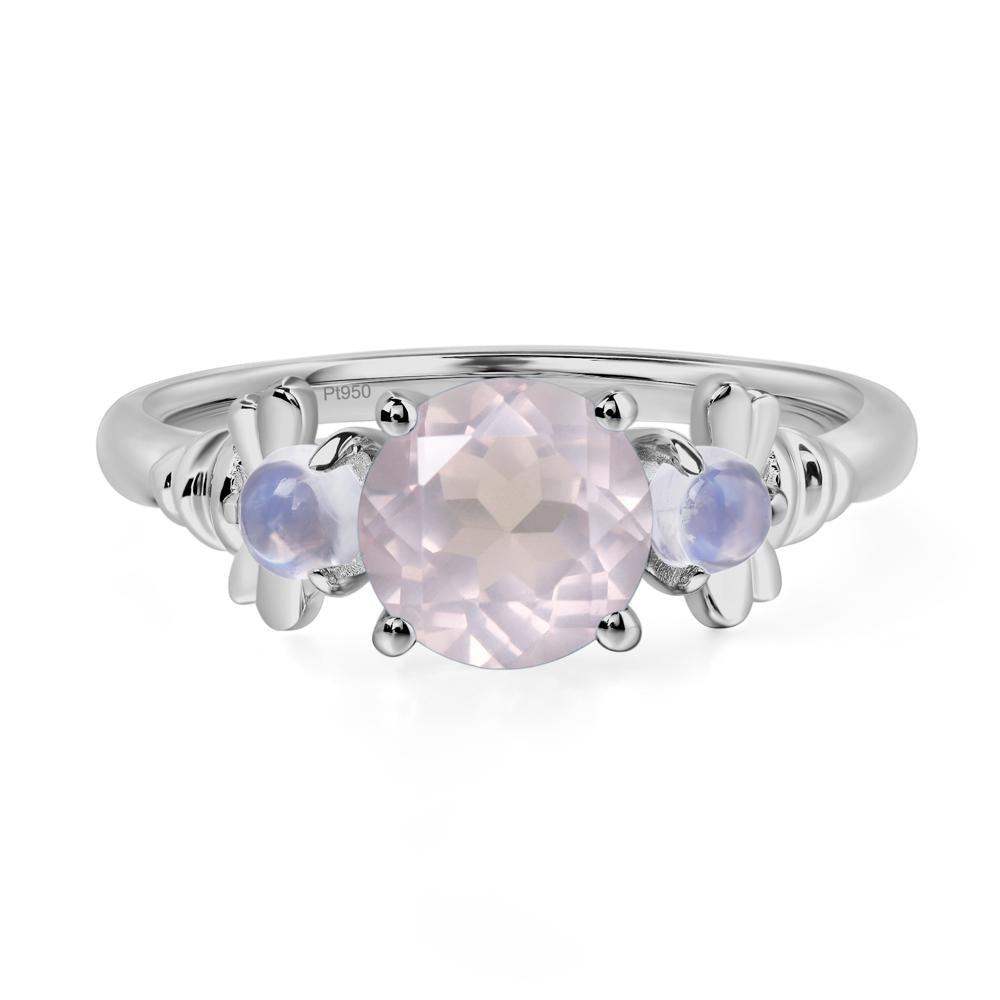 Moonstone and Rose Quartz Bee Ring - LUO Jewelry #metal_platinum