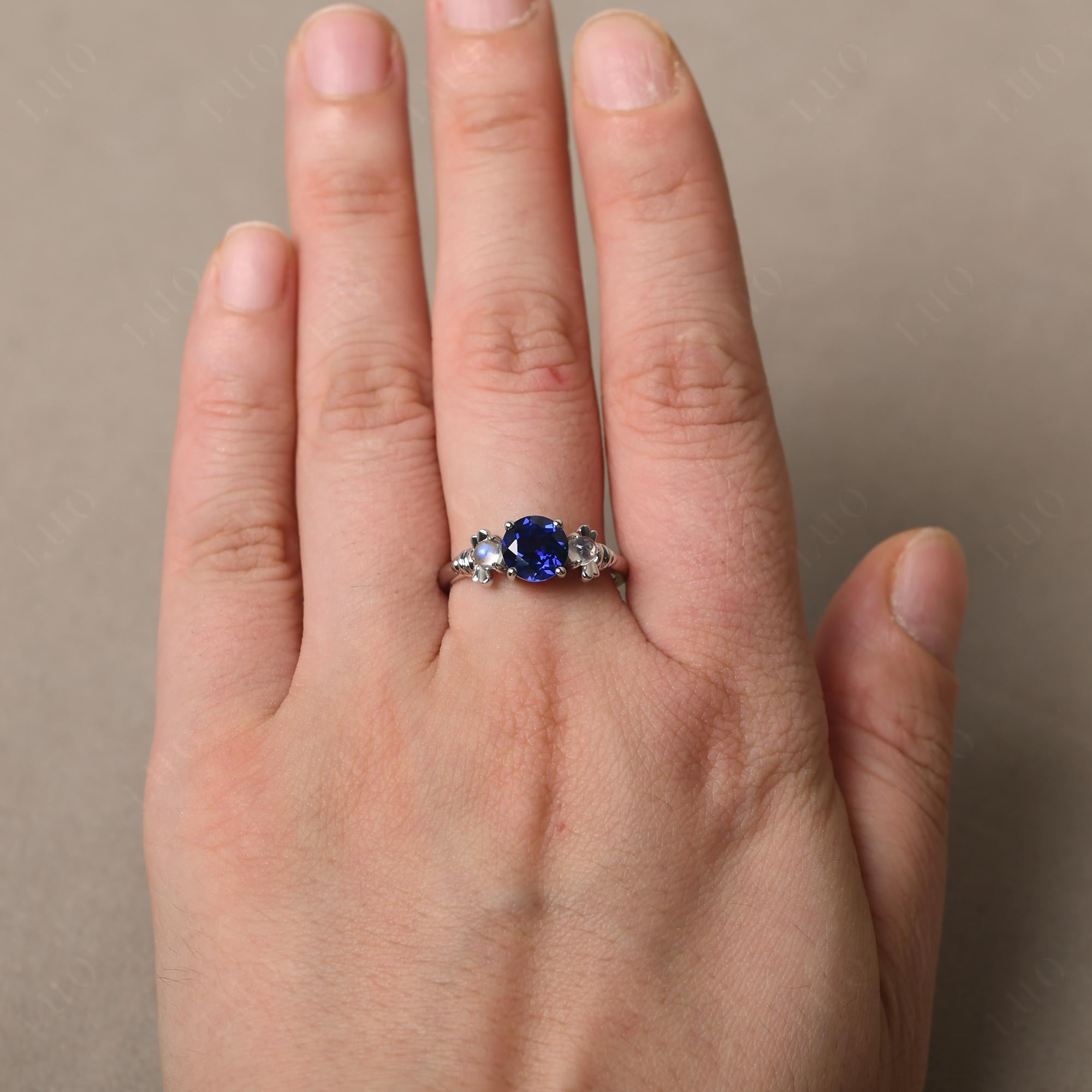 Moonstone and Sapphire Bee Ring - LUO Jewelry