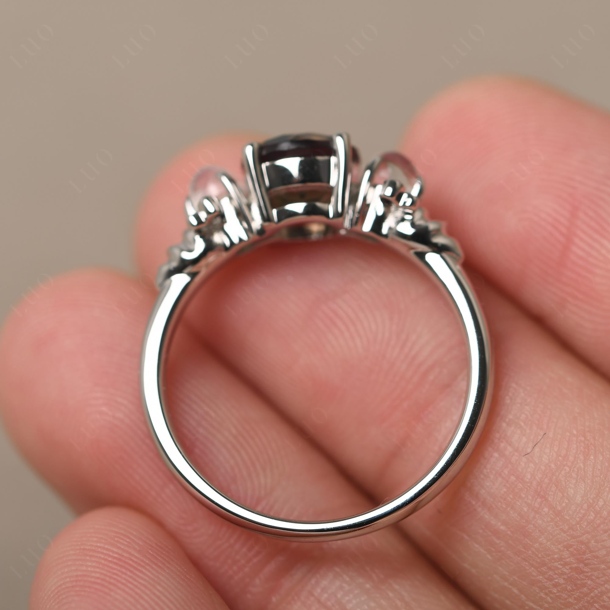 Moonstone and Smoky Quartz Bee Ring - LUO Jewelry