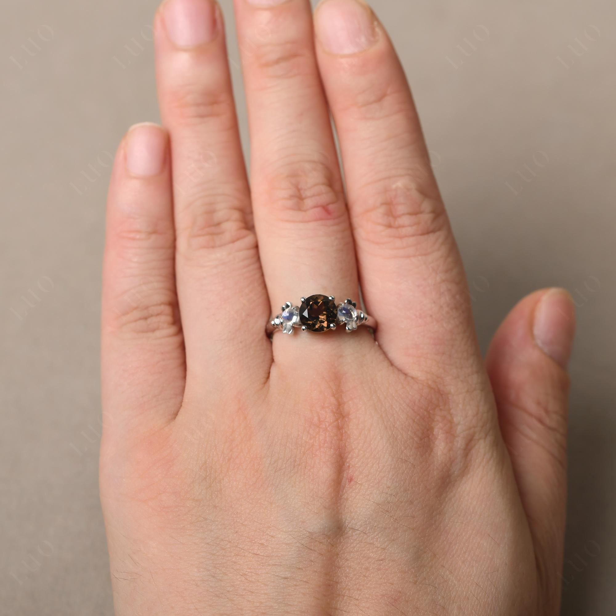Moonstone and Smoky Quartz Bee Ring - LUO Jewelry