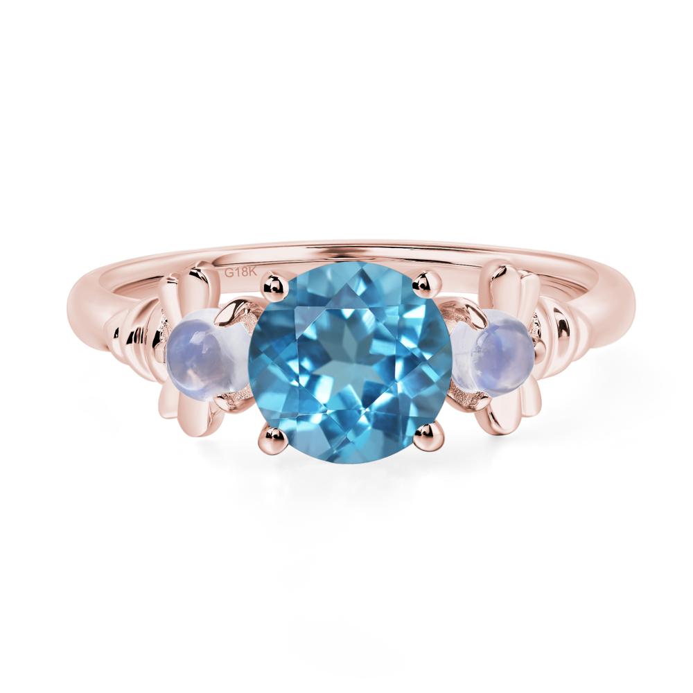 Moonstone and Swiss Blue Topaz Bee Ring - LUO Jewelry #metal_18k rose gold