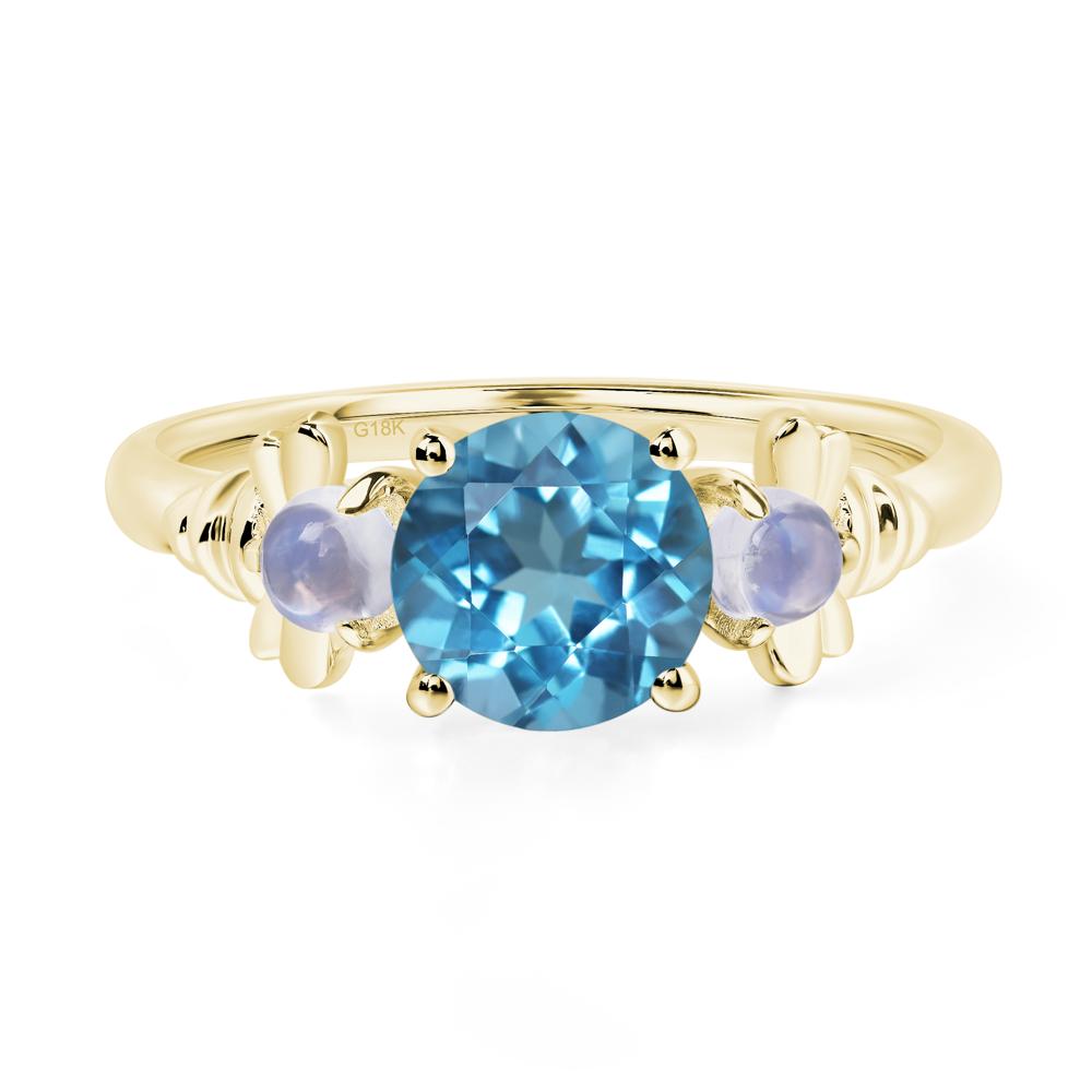 Moonstone and Swiss Blue Topaz Bee Ring - LUO Jewelry #metal_18k yellow gold