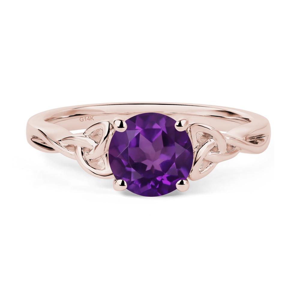 Round Cut Amethyst Celtic Ring - LUO Jewelry #metal_14k rose gold